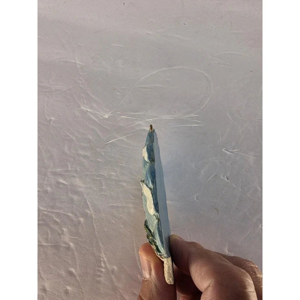 Hand Painted Coastal Seashell Ornament Beach Sailboat Palm Tree Nautical Decor